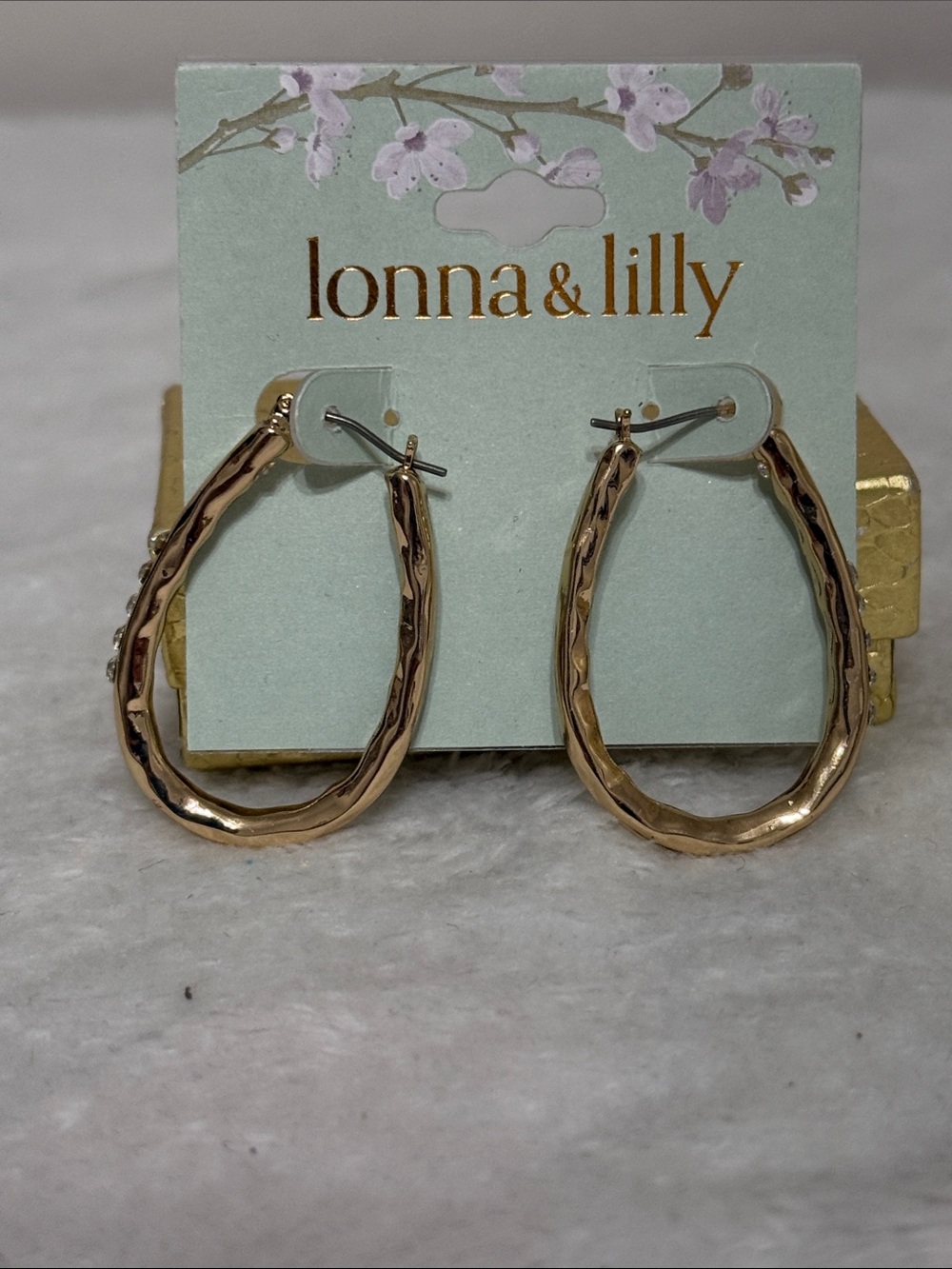 lonna & lilly Rose Gold Textured Oval Hoop Earrings